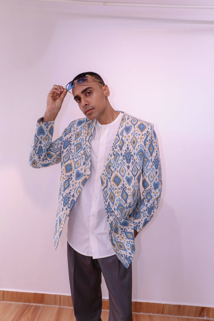 Blue Printed Blazer