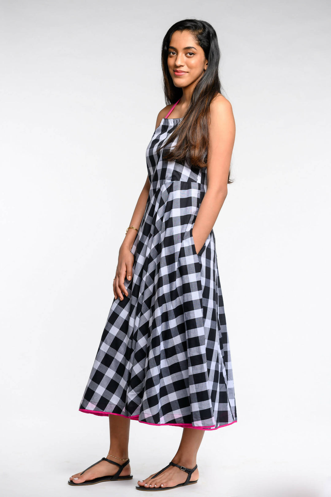 Checkered Black and White Dress