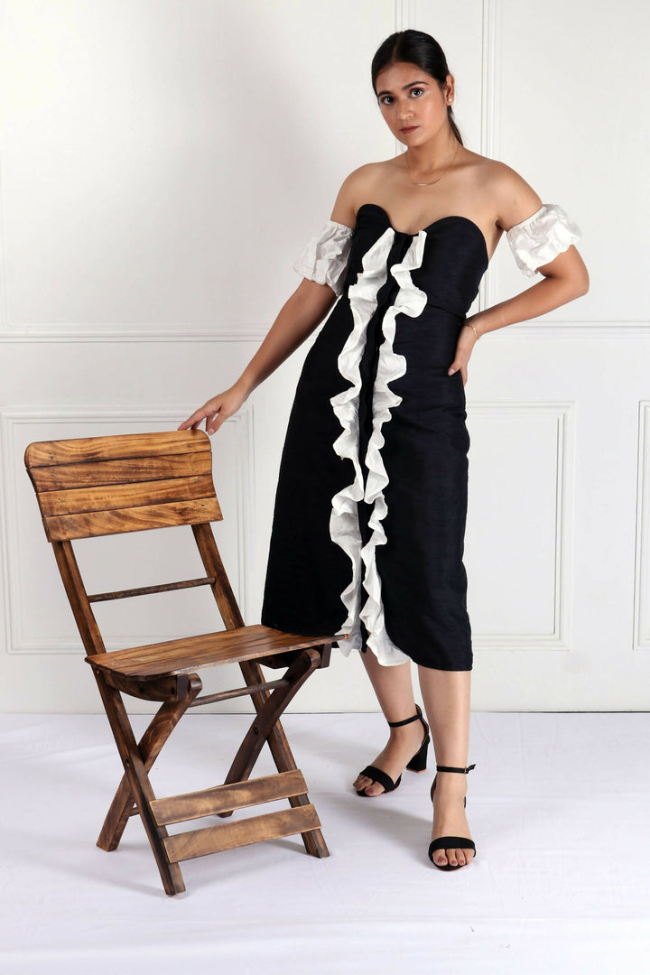 Rachel Metallic Black Dress