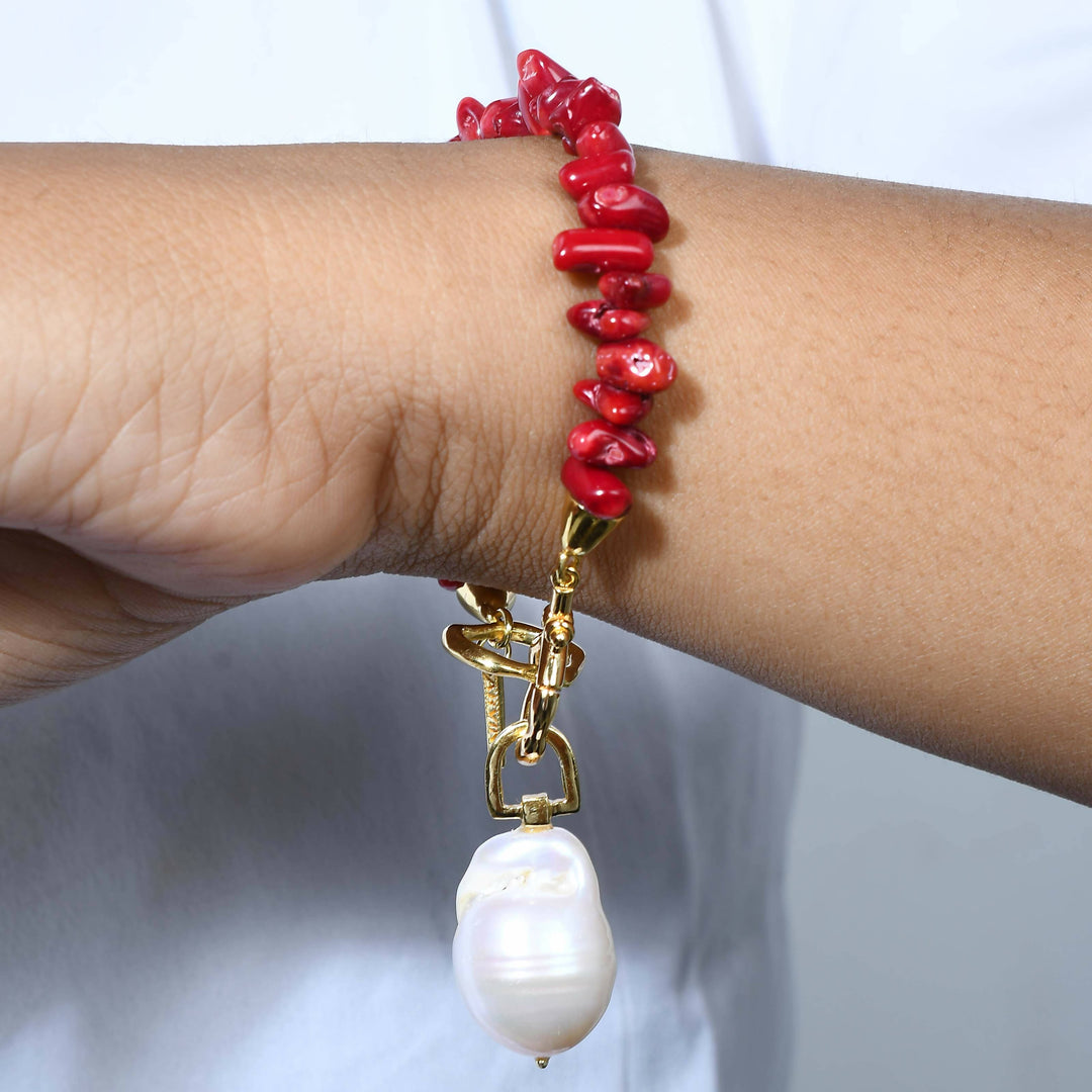 Coral Beaded Bracelet