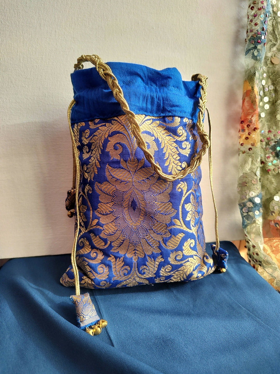 Blue Brocade Potli