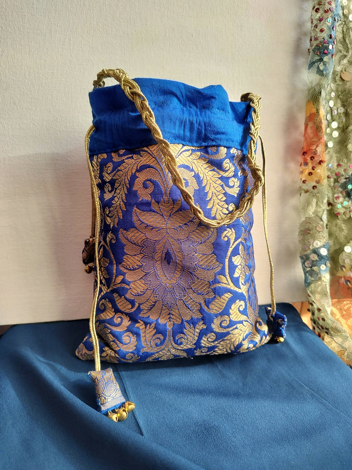 Blue Brocade Potli
