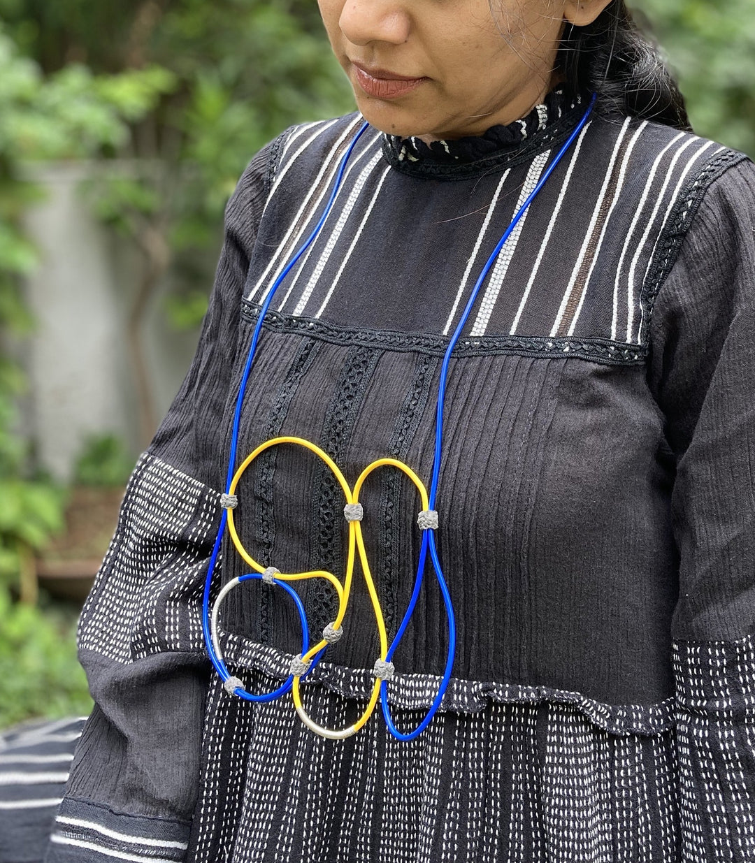 Electric Blue Wire Neckpiece