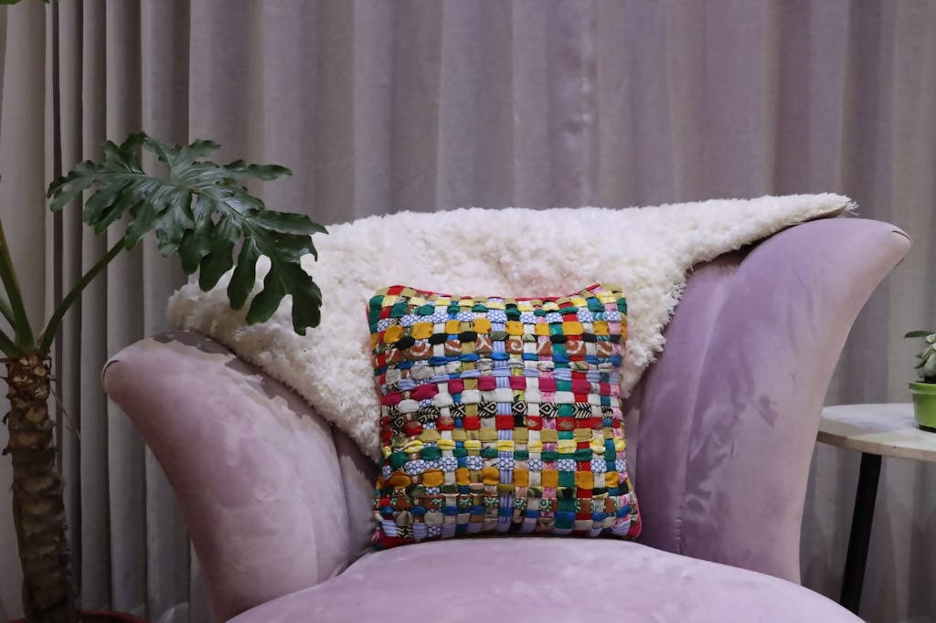 Multicolour Mat Cushion Cover