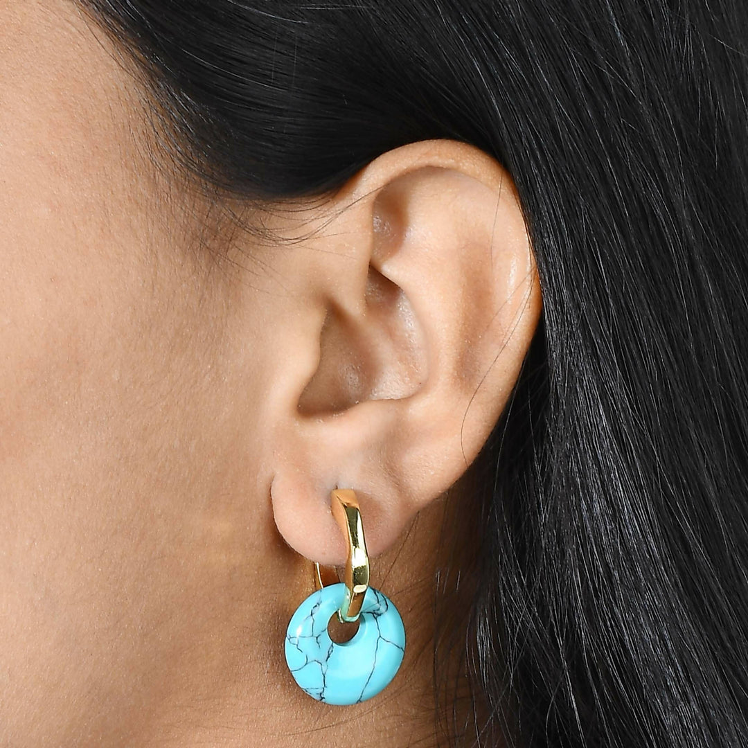 Turquoise Disc Charm Molten Huggies