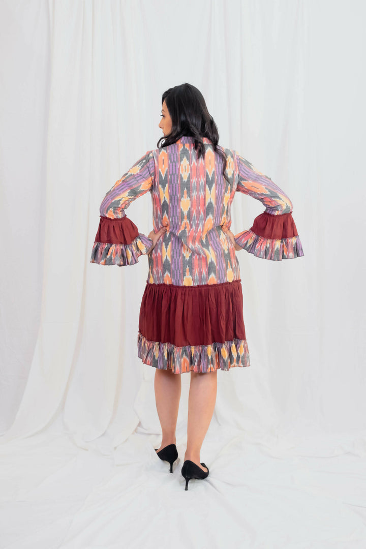 Ikat dress with frills