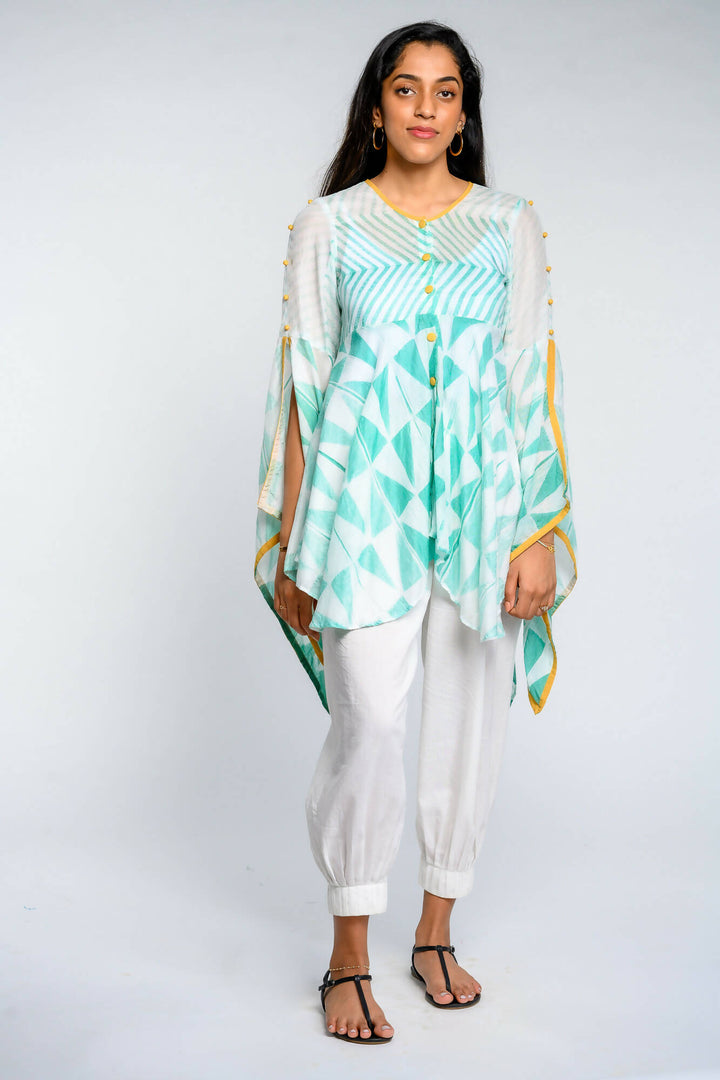 Assymetric top with butterfly sleeves