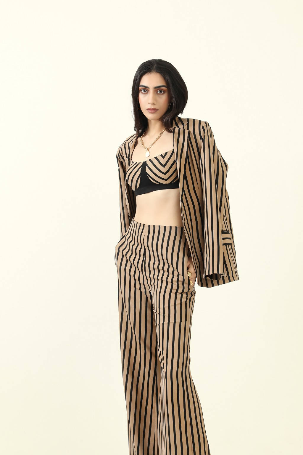 Brown & Black Striped Pants