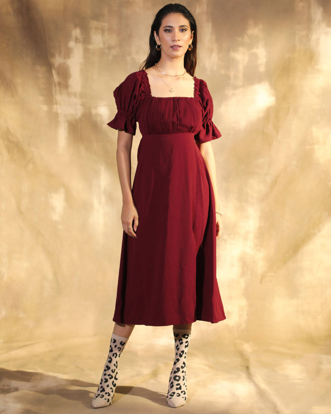 Carmine Ruched Dress
