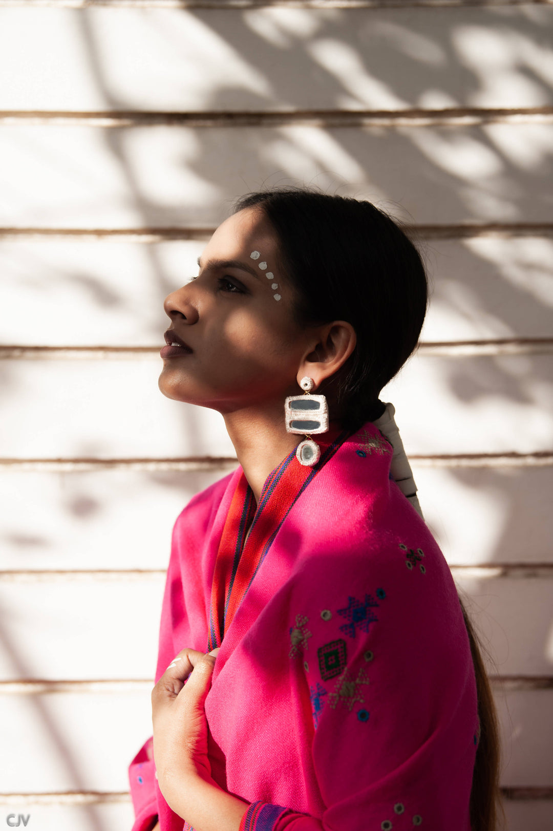 Boxy White Earrings