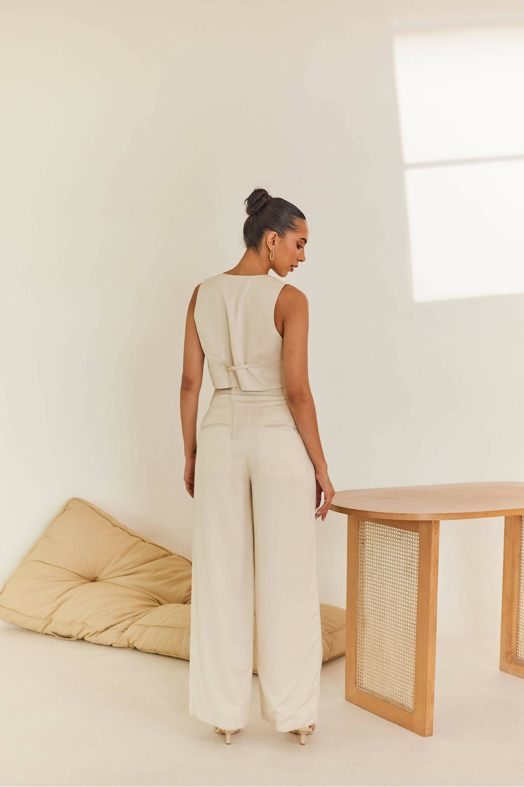 Cream Vest With Golden Buttons