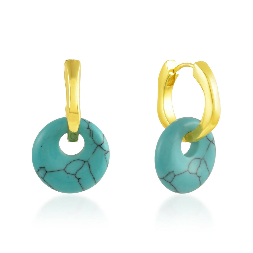 Turquoise Disc Charm Molten Huggies