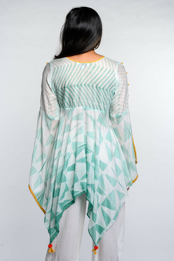 Assymetric top with butterfly sleeves