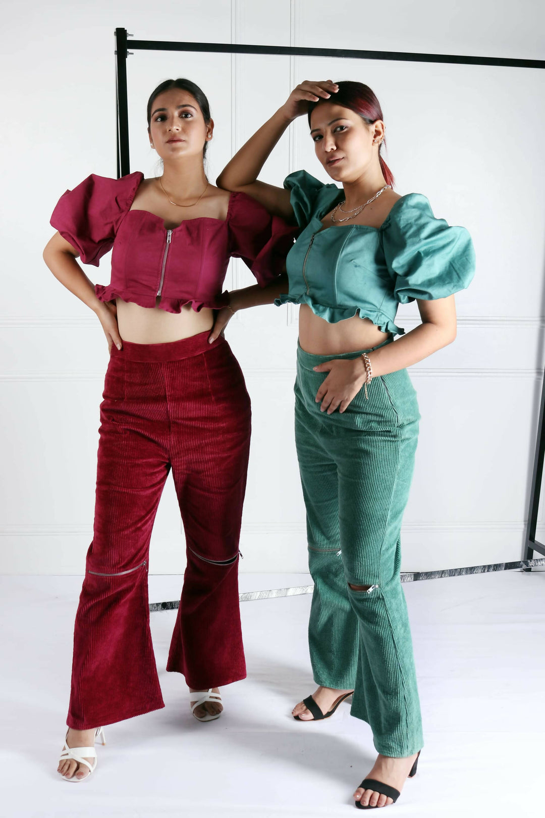 Lea Hibiscus Red Corduroy Pants
