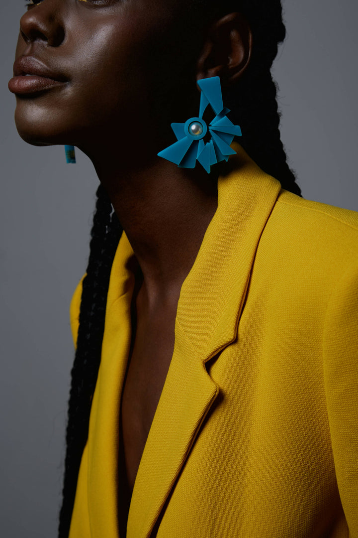 Crinkled Love-Blue Earrings
