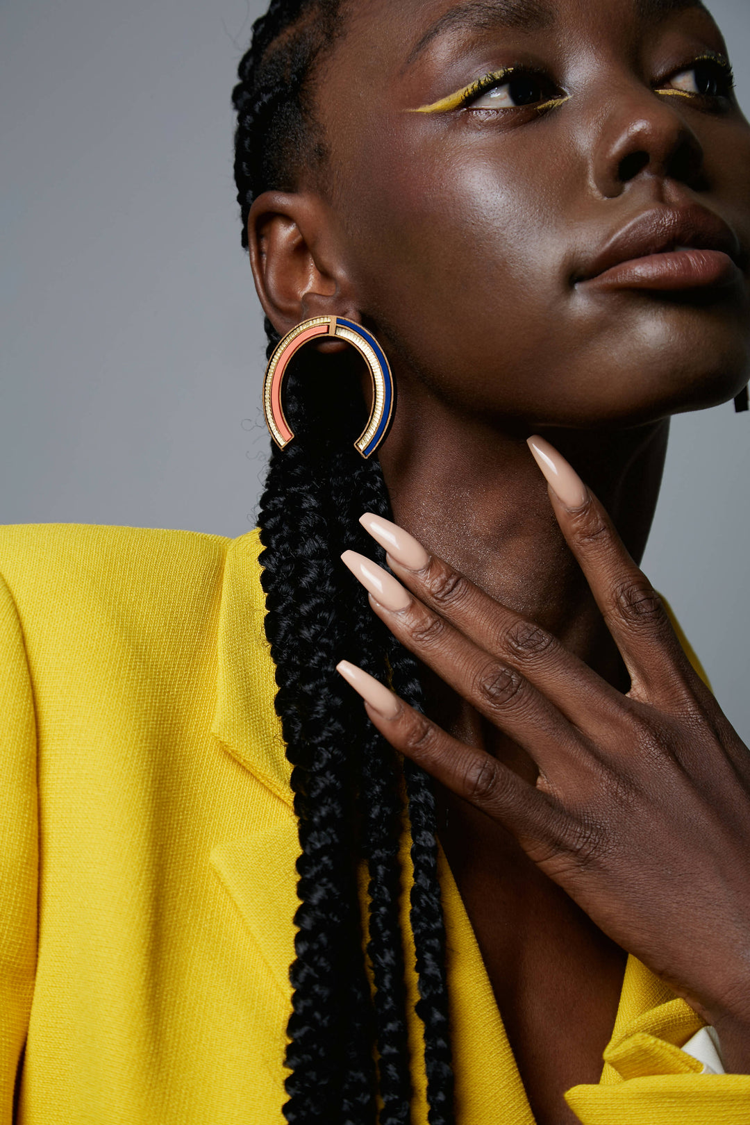 Happy Horse Shoe - Dark Blue and Coral Earrings