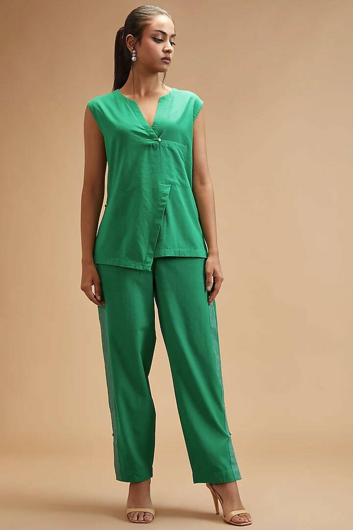 Clara Green Asymmetrical Shirt