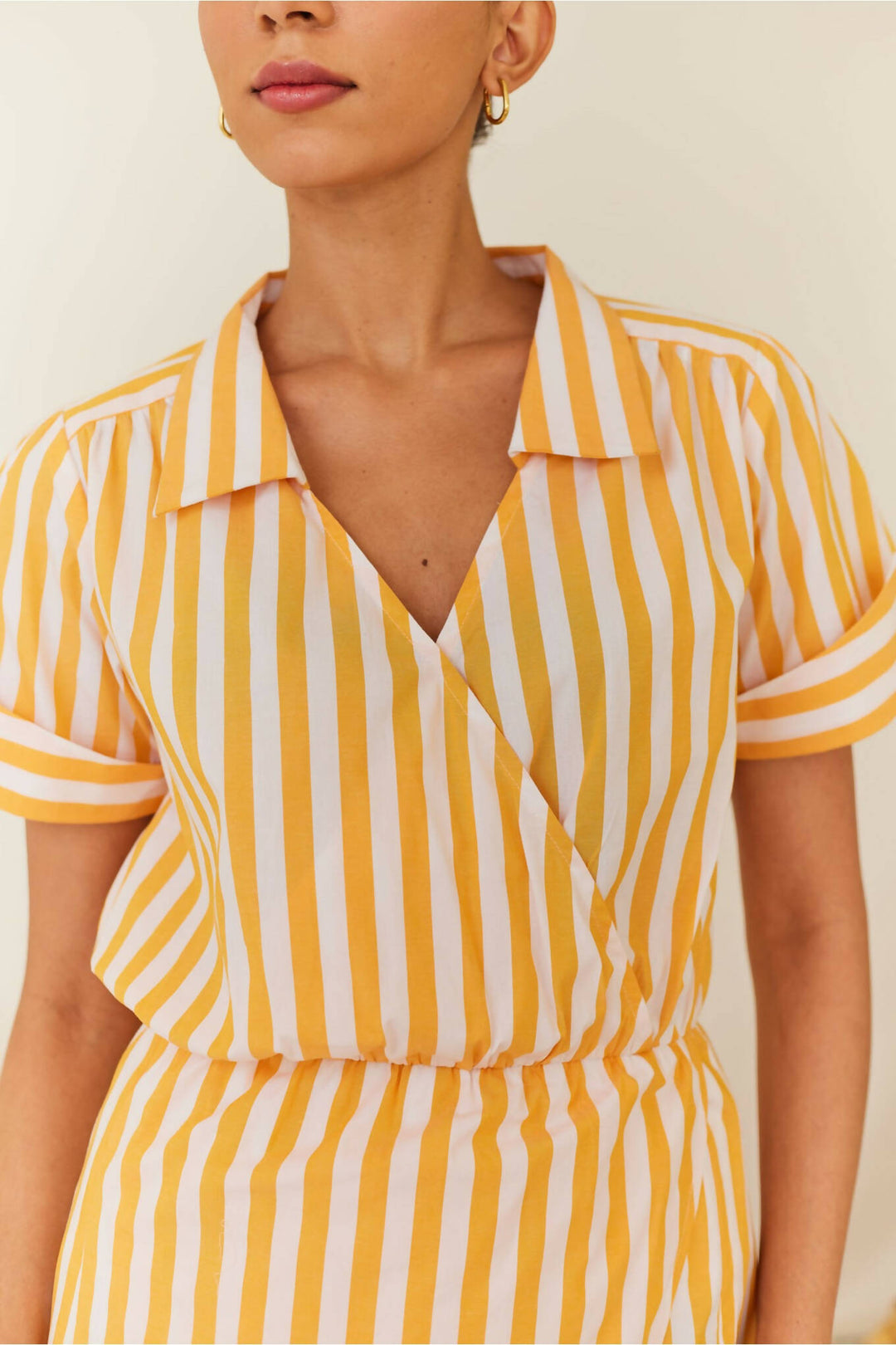 Yellow-White Midi Dress