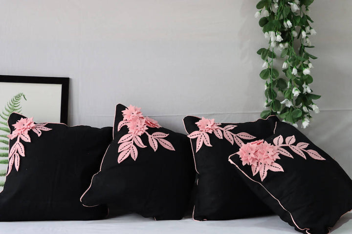 Pink Flower Cushion Cover Set