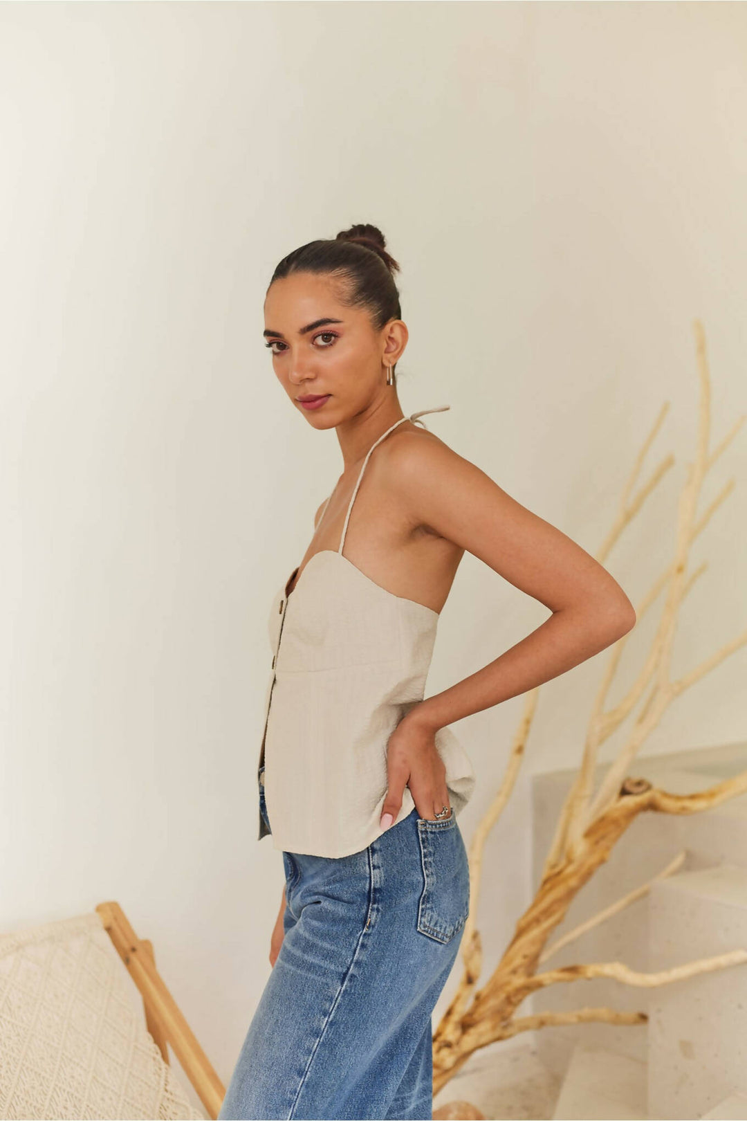 Cream Halter Top