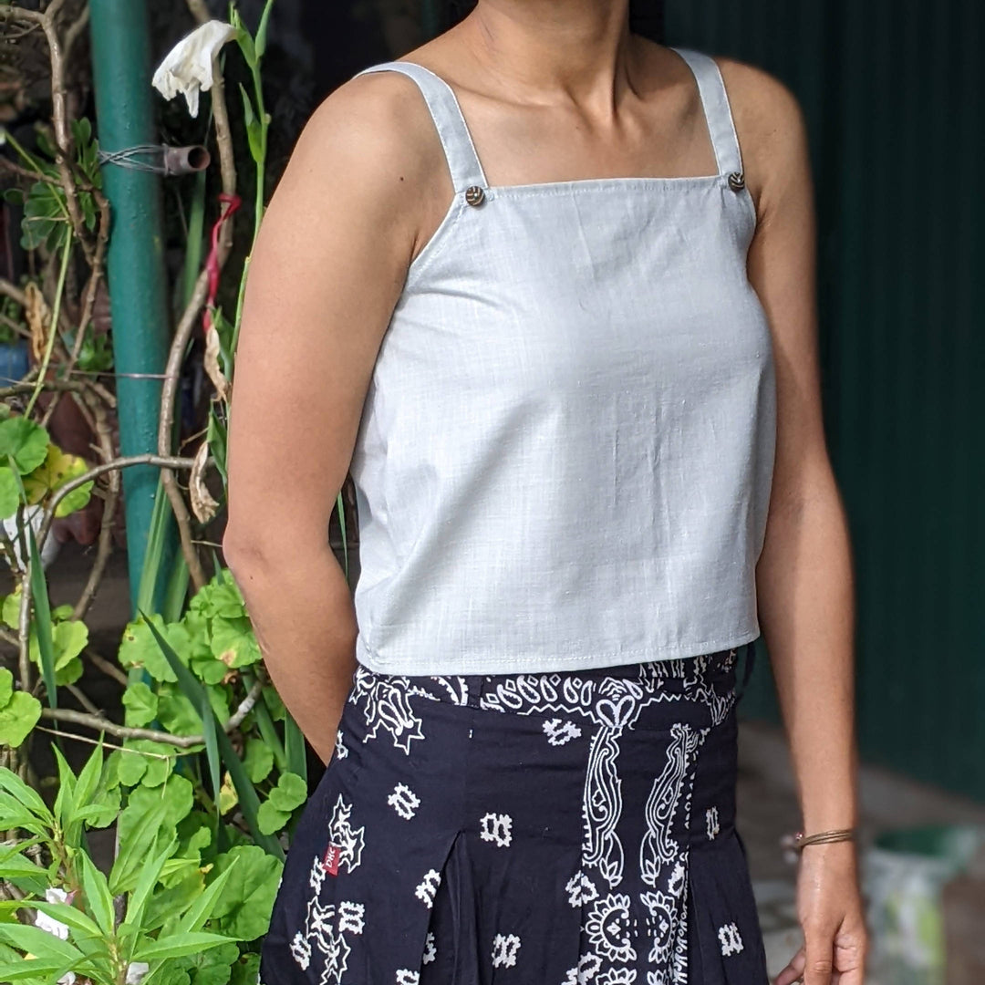 Button Bell Crop Top