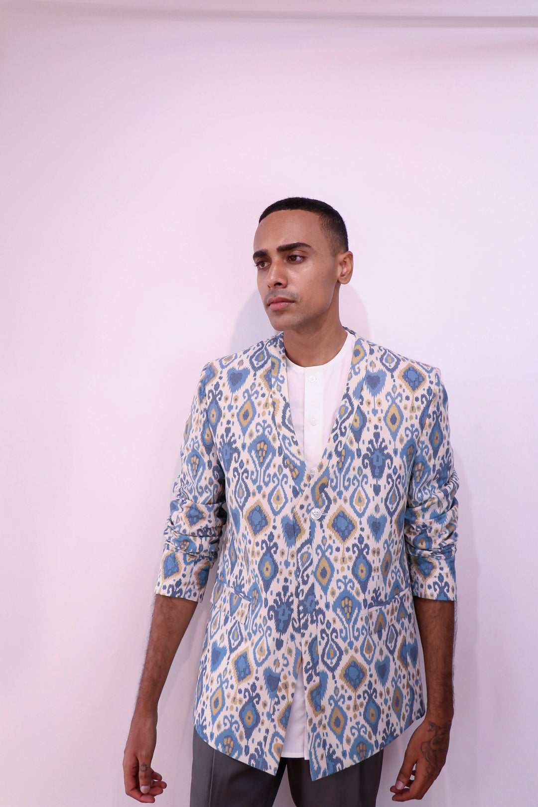 Blue Printed Blazer