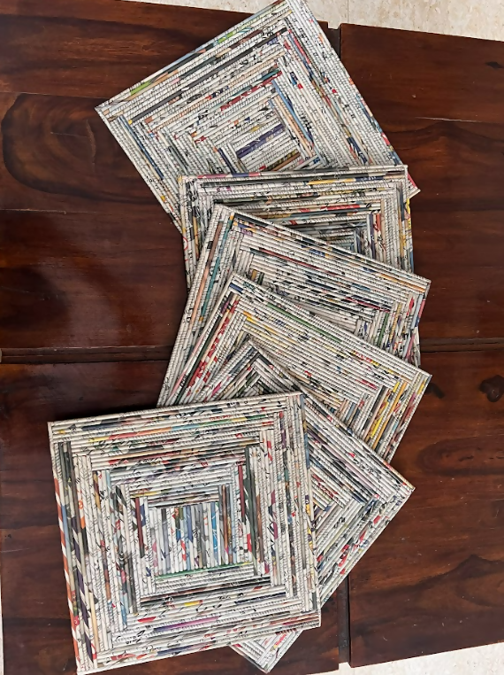 Handcrafted Paper Natural Square Dinner Mats