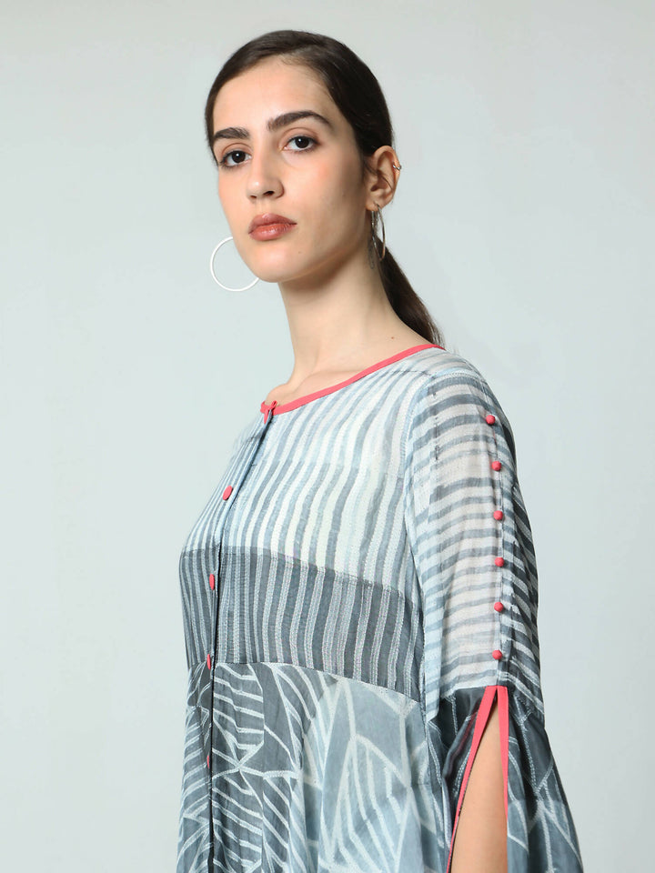 Asymmetric top with butterfly sleeves