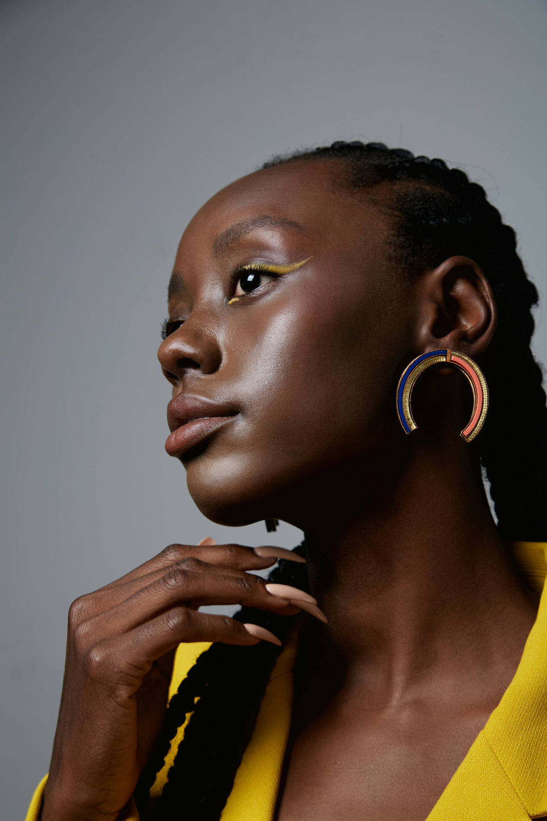Happy Horse Shoe - Dark Blue and Coral Earrings