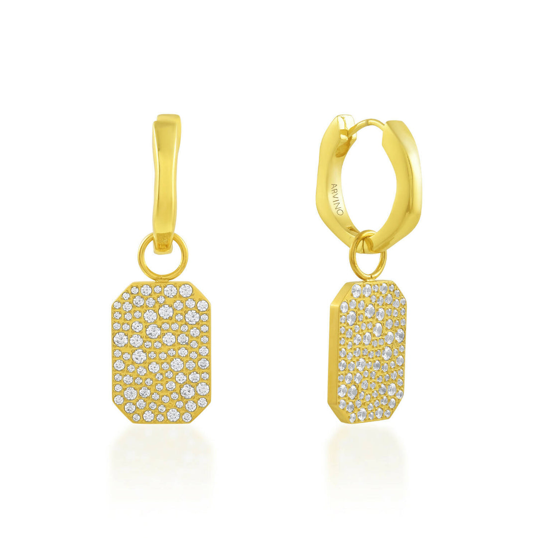 White Gems Classic Bullion Charm Huggies