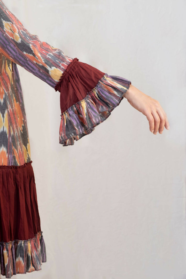 Ikat dress with frills