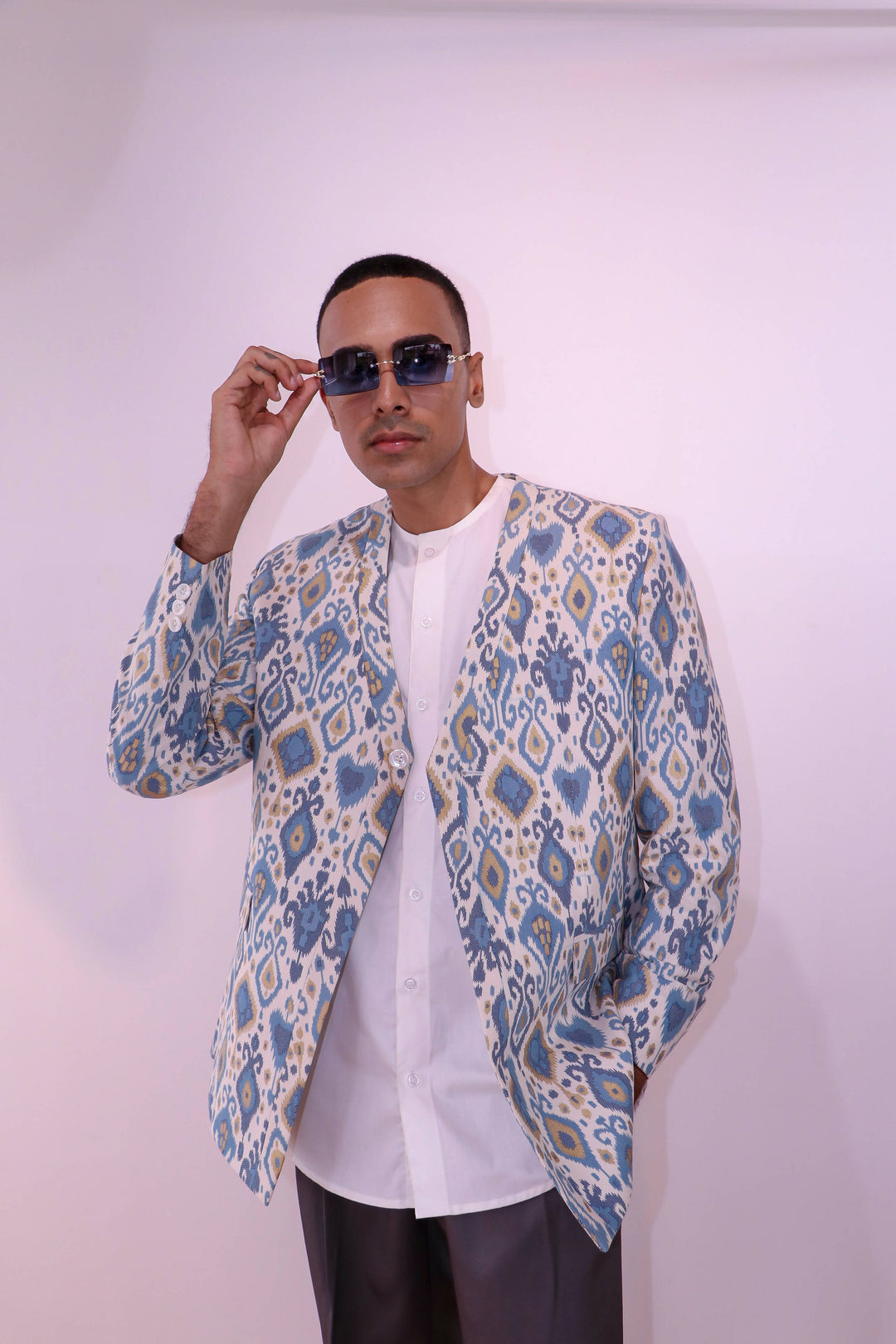 Blue Printed Blazer