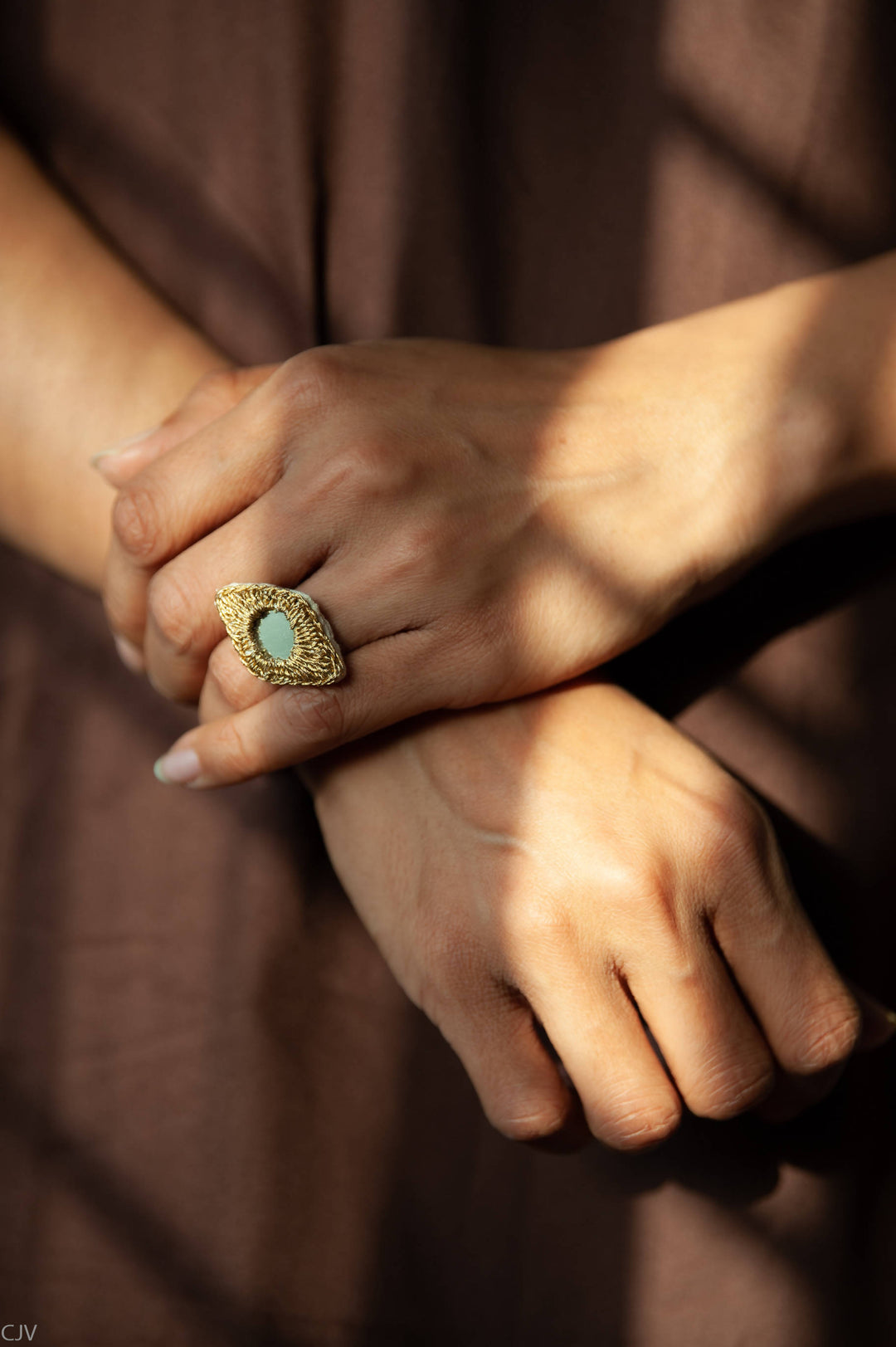 Golden Diamond Mirror Ring
