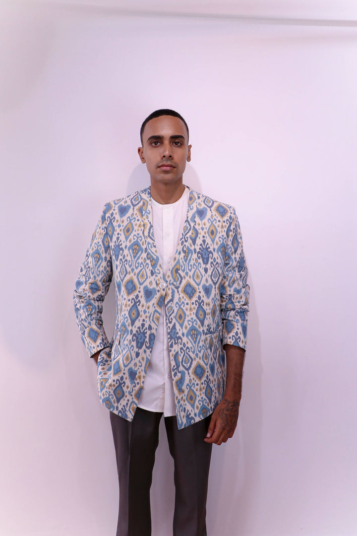 Blue Printed Blazer