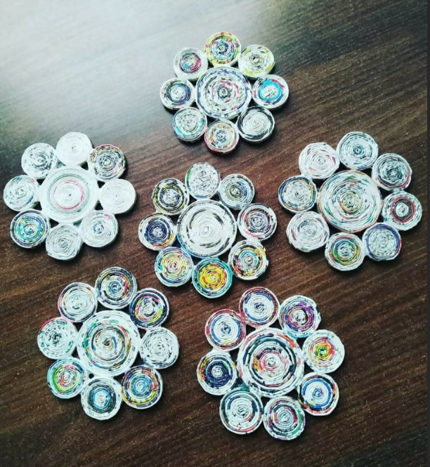 Handcrafted Paper Upcycled Natural Flower Coasters