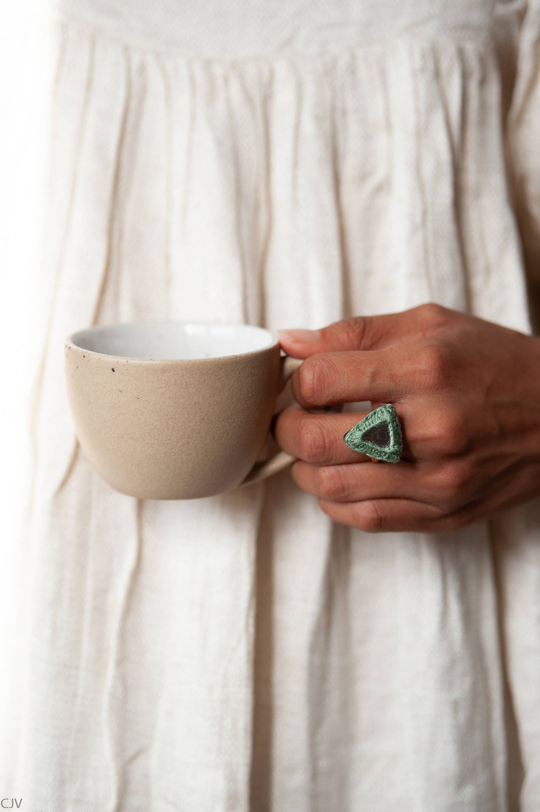 Green Triangular Mirror Ring