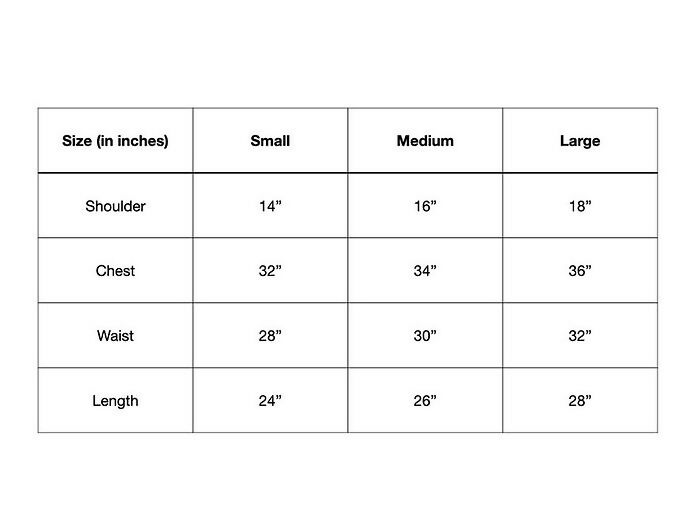 bomber jacket size chart