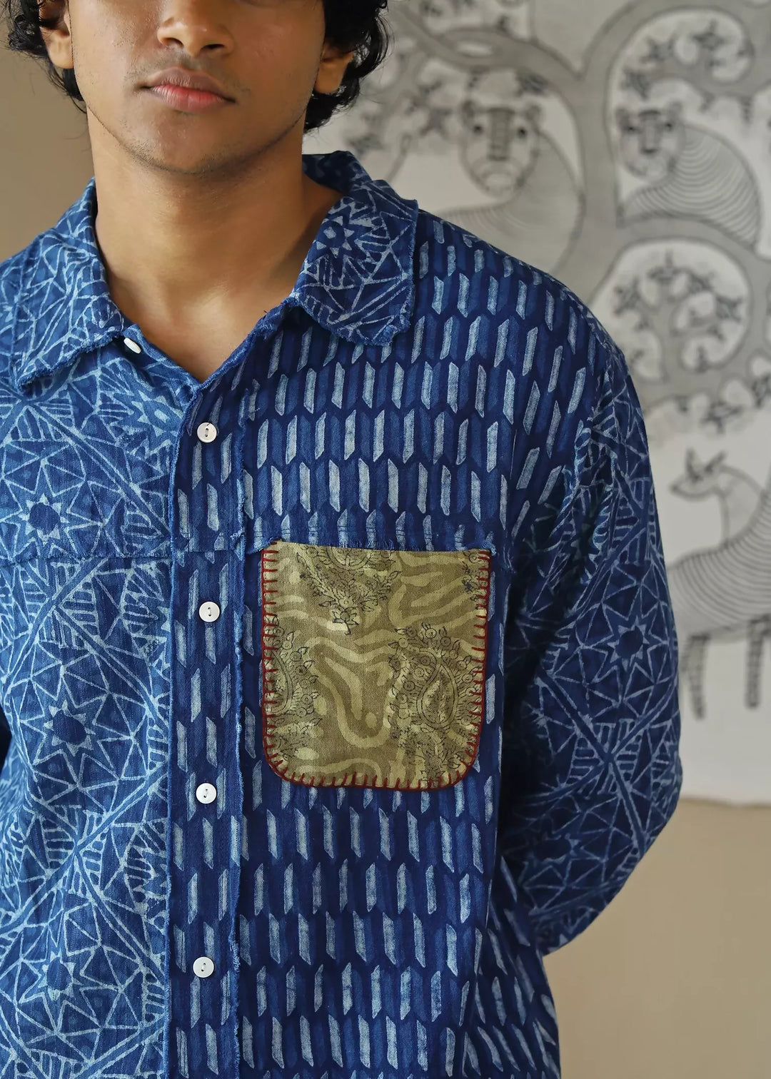 'Ambar' Unisex Indigo Khadi Shirt