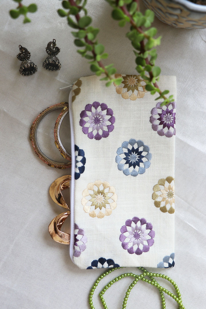 Embroidered Flower Multipurpose Pouch