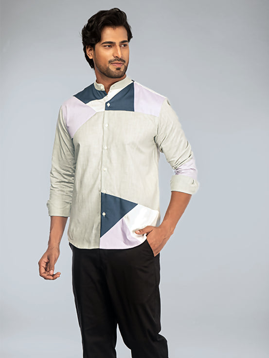 Patchwork Shirt - Grey