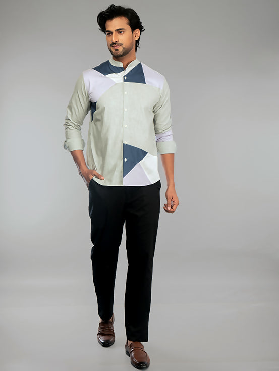 Patchwork Shirt - Grey