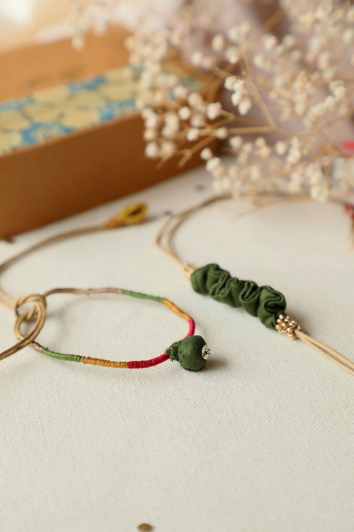 Olive Green Artisanal Rakhi - Set Of 2