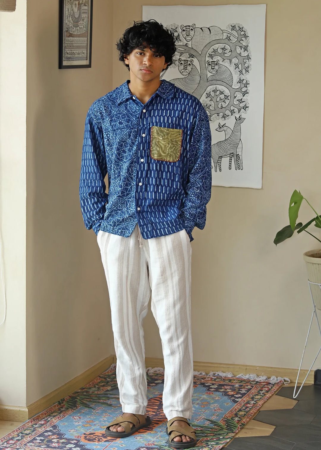 'Ambar' Unisex Indigo Khadi Shirt