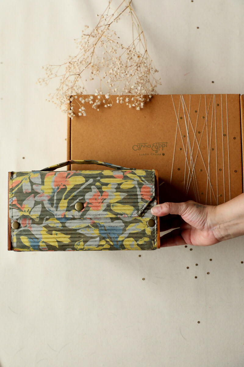 Olive Green Box Clutch - Gift Box
