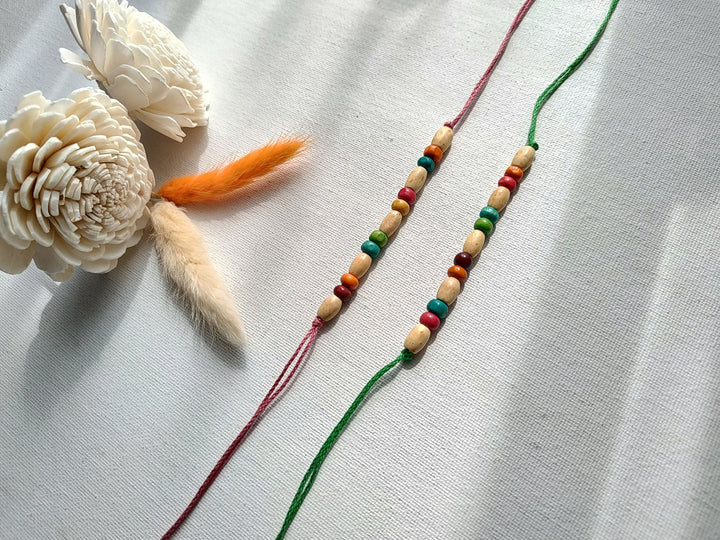 Wooden Beads Rakhi - Set of 2