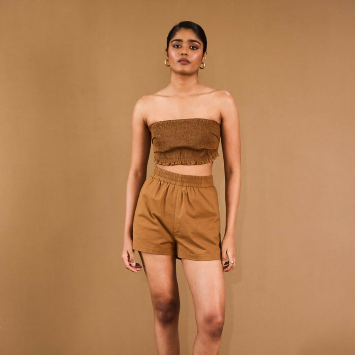 Brown Elasticated Shorts