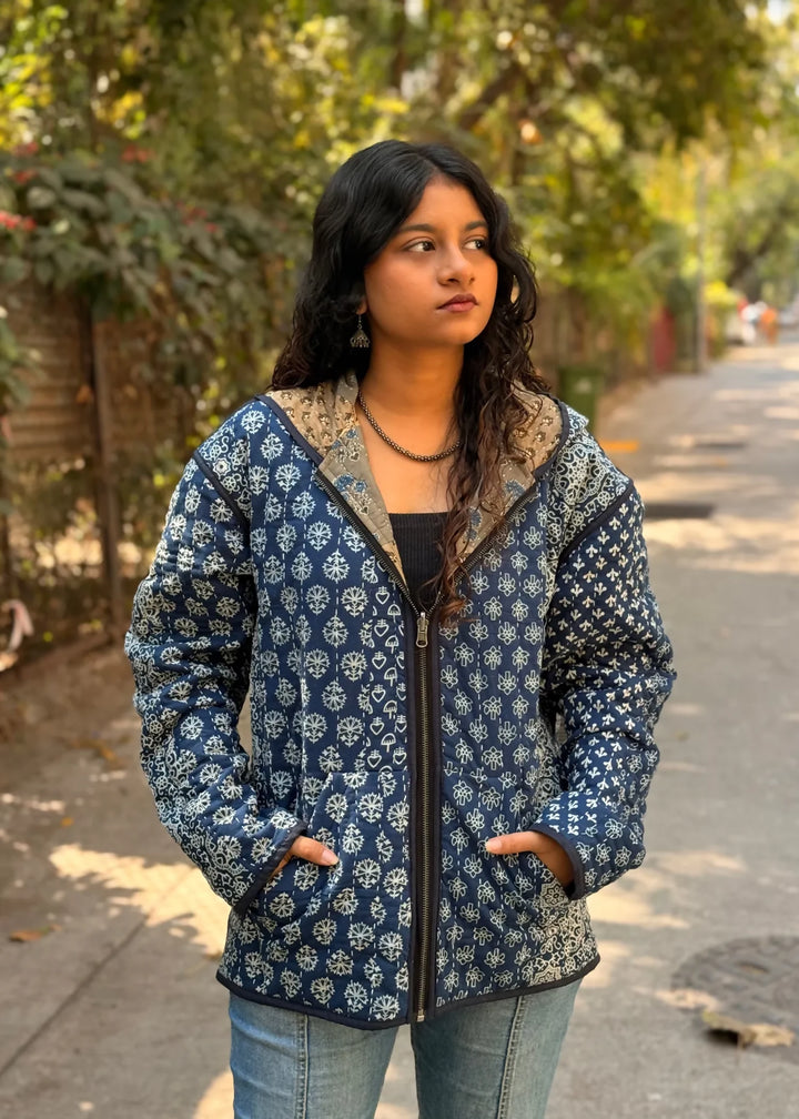 Vayu Reversible Hooded Jacket (Quilted) - Gulshan