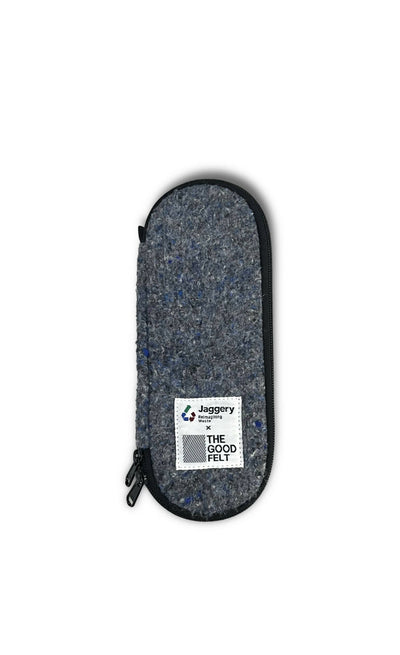 Grey Felt & Black Seat Belt Zip Case