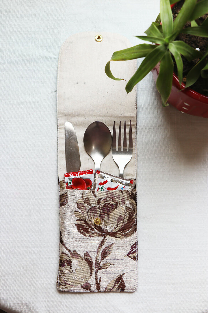 Brown Printed Cutlery Case