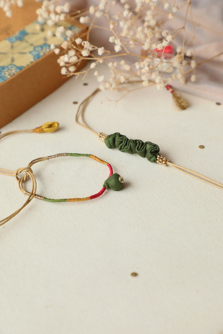 Olive Green Artisanal Rakhi - Set Of 2